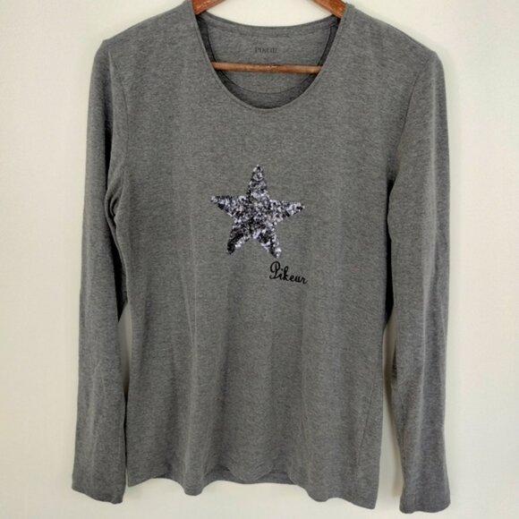 Pikeur Womens Long Sleeve Top Size 42 Gray Star Logo Equestrian European - Picture 1 of 9